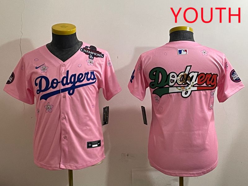 Youth Los Angeles Dodgers Blank Pink Sakura Edition 2025 Nike MLB Jersey style 8
